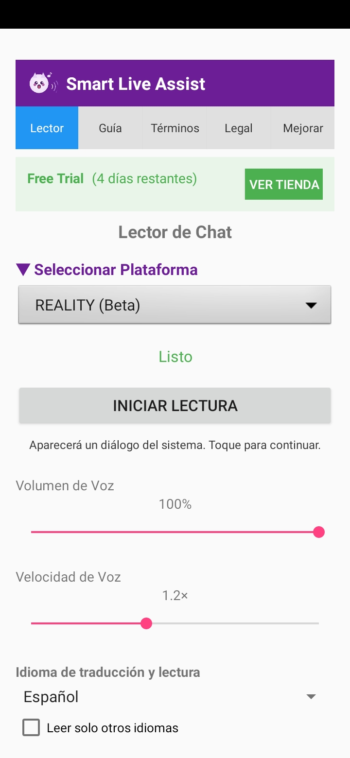 Sin PC ni OBS — Reader
